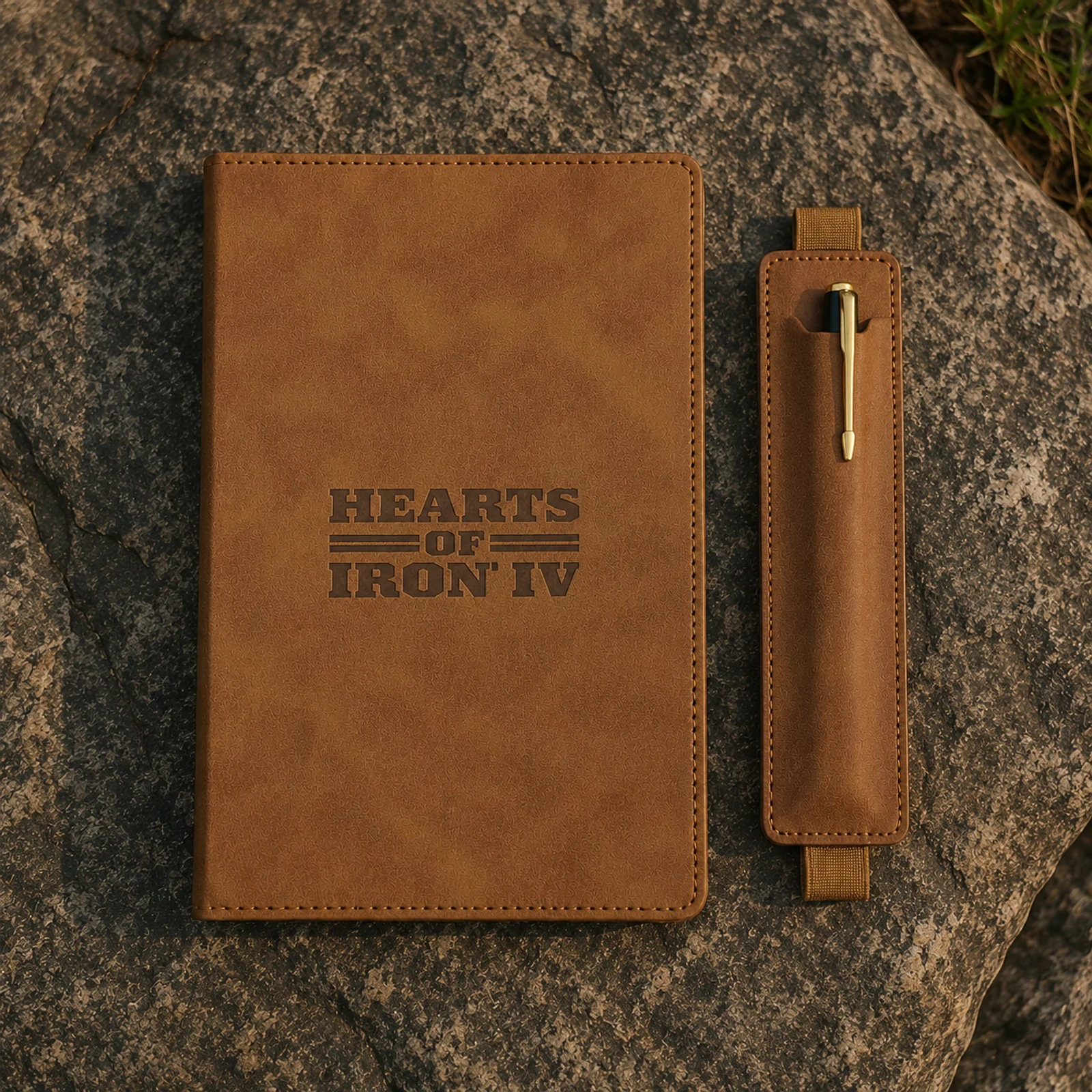 Hearts of Iron leather-like notebook with fountain pen